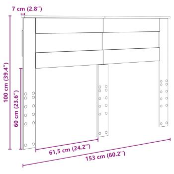 Kopfteil mit Kopfteil Geräucherte Eiche 150 cm Holzwerkstoff