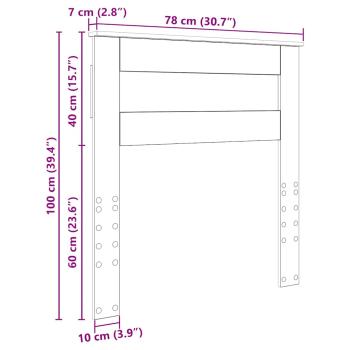 Kopfteil mit Kopfteil Schwarz Eichen-Optik 75 cm Holzwerkstoff