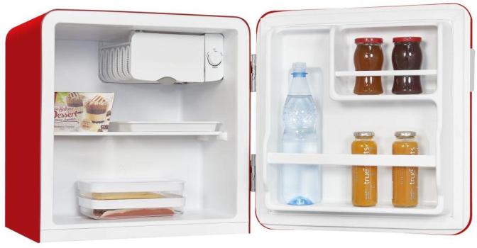 Exquisit CKB45-0-031F Mini Kühlschrank, 48,5 cm breit, 47 L, rot (PV)