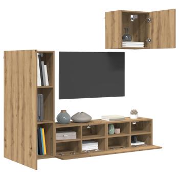 TV-Wandgeräte 4 Stk. Artisan-Eiche Holzwerkstoff