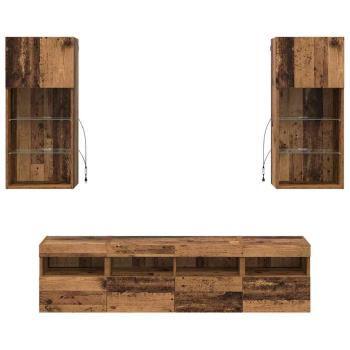 TV Wand Einheiten mit LED 5 pcs Altholz 40,5 x 30 x 90 cm