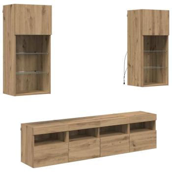 ARDEBO.de - TV Wand Einheiten mit LED 5 pcs Artisan-Eiche 40,5 x 30 x 90 cm
