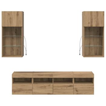 TV Wand Einheiten mit LED 5 pcs Artisan-Eiche 40,5 x 30 x 90 cm