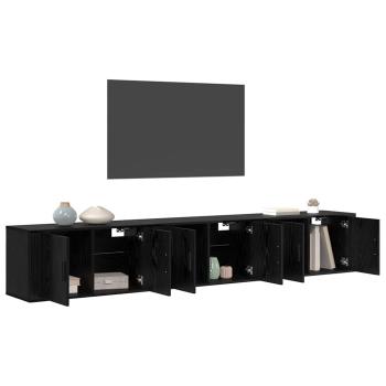 Wand-TV-Schrank Set Wandmontiert 3 pcs Schwarz Eichen-Optik