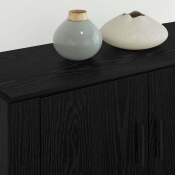 Wand-TV-Schrank Set Wandmontiert 3 pcs Schwarz Eichen-Optik