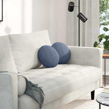 ARDEBO.de - Sitzkissen 2 pcs Blau Ø 30 cm Cordstoff