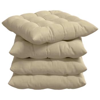 ARDEBO.de - Sitzkissen 4 pcs Creme 40 x 40 x 6 cm Mikrofaser