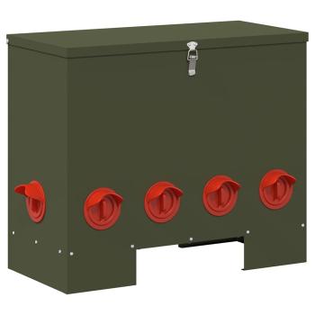 Hühnerfütterer Olive Grün 60,5 x 29 x 51 cm Kaltgewalzter Stahl