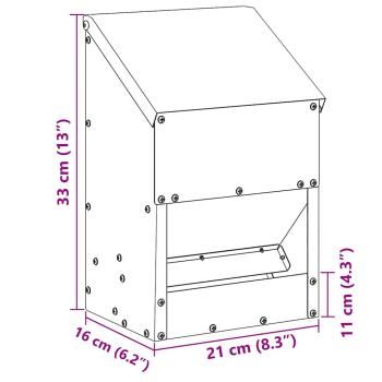 Hühnerfütterer Olive Grün 21 x 16 x 33 cm Kaltgewalzter Stahl