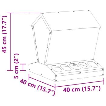 Hühnerfütterer Schwarz 40 x 40 x 45 cm Kaltgewalzter Stahl