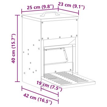 Hühnertretfeeder Schwarz 25 x 42 x 40 cm Kaltgewalzter Stahl