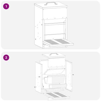 Hühnertretfeeder Schwarz 25 x 42 x 40 cm Kaltgewalzter Stahl