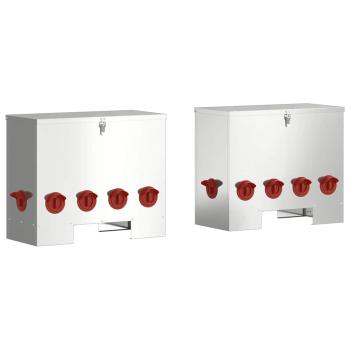 Hühnerfütterer 2 pcs Silber 60,5 x 29 x 51 cm Verzinkter Stahl