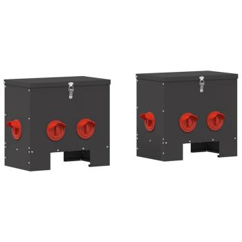 Hühnerfütterer 2 pcs Schwarz 60,5 x 29 x 51 cm