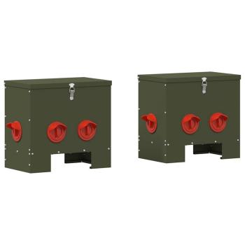 Hühnerfütterer 2 pcs Olive Grün 60,5 x 29 x 51 cm