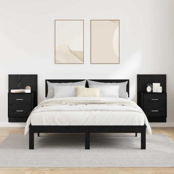 Wandmontierter Nachtschrank 2 pcs Schwarz Eichen-Optik