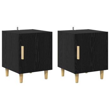 Nachttisch 2 pcs Schwarz Eichen-Optik 40 x 40 x 50 cm