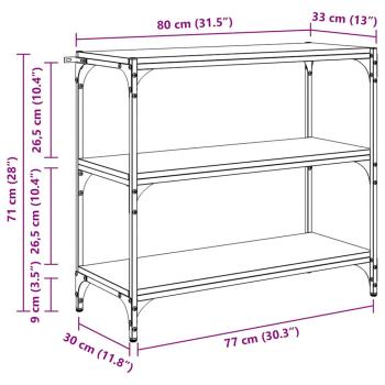 Bücherregal Schwarz Eichen-Optik 80 x 33 x 70,5 cm