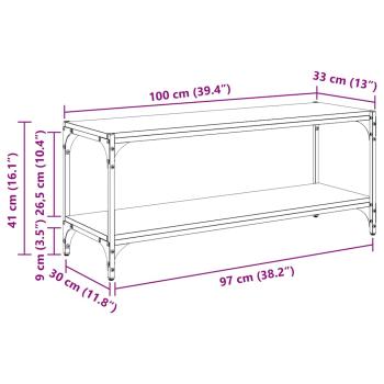 TV-Schränk Artisan-Eiche 100x33x41cm Verbundholz und Eisen