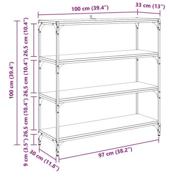 Bücherregal Altholz 100 x 33 x 100 cm Verbundholz und Eisen