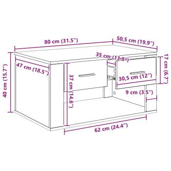 Couchtisch Schwarz Eichen-Optik 80 x 50 x 40 cm Holzwerkstoff