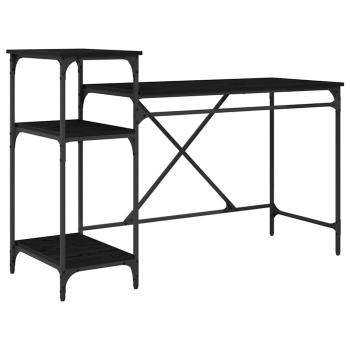 Schreibtisch Schwarz Eichen-Optik 135 x 50 x 90 cm