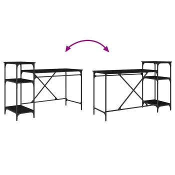 Schreibtisch Schwarz Eichen-Optik 135 x 50 x 90 cm