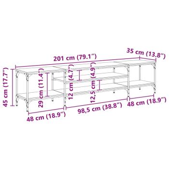 TV-Schränk Schwarz Eichen-Optik 201 x 35 x 45 cm