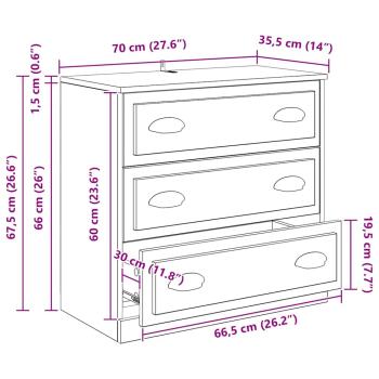 Sideboard Artisan-Eiche 70 x 35,5 x 67,5 cm Holzwerkstoff