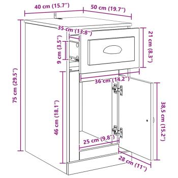 Beistellschrank Artisan-Eiche 40 x 50 x 75 cm Holzwerkstoff