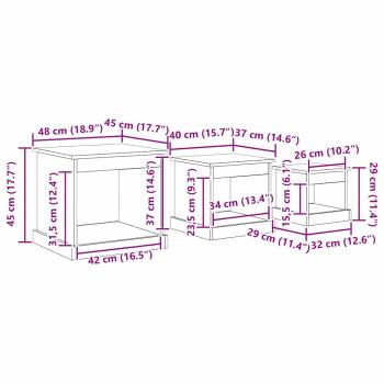 Couchtisch 3 pcs Schwarz Eichen-Optik Holzwerkstoff