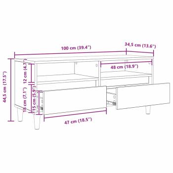ARDEBO.de - TV-Schränk Schwarz Eichen-Optik 100 x 34,5 x 44,5 cm