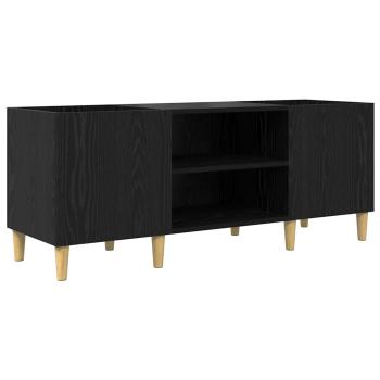 Schallplattenschrank Schwarz Eichen-Optik 121 x 38 x 48 cm