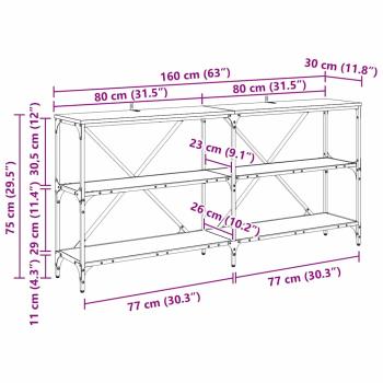 Konsolentisch mit Regal Artisan-Eiche 160 x 30 x 75 cm