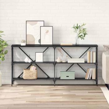 ARDEBO.de - Konsolentisch mit Regal Schwarz Eichen-Optik 160 x 30 x 75 cm