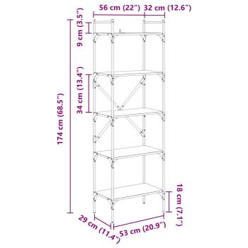 Bücherregal Altholz 56 x 32 x 174 cm Holzwerkstoff