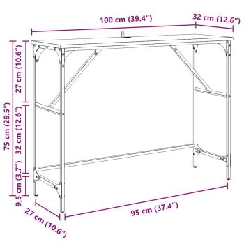 Konsolentisch Schwarz Eichen-Optik 100 x 32 x 75 cm