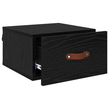 Wandmontierter Nachtschrank Schwarz Eichen-Optik