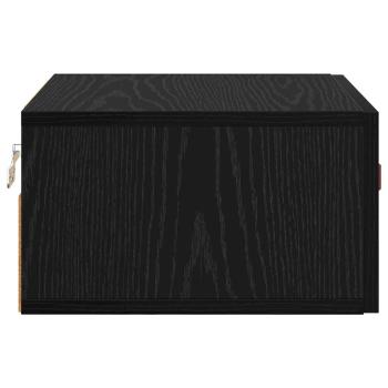 Wandmontierter Nachtschrank Schwarz Eichen-Optik