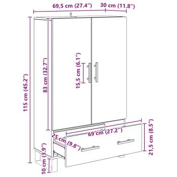 Hochboard Schwarz Eichen-Optik 69,5 x 30 x 115 cm Holzwerkstoff