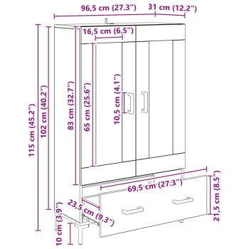 Hochboard Artisan-Eiche 69,5 x 31 x 115 cm Holzwerkstoff