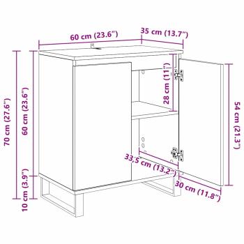 Sideboard Schwarz Eichen-Optik 60 x 35 x 70 cm Holzwerkstoff
