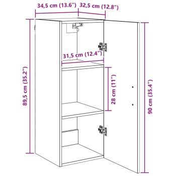 Wandschrank Artisan-Eiche 34,5 x 34 x 90 cm Holzwerkstoff