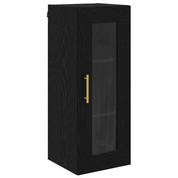 Wandschrank Schwarz Eichen-Optik 34,5 x 34 x 90 cm