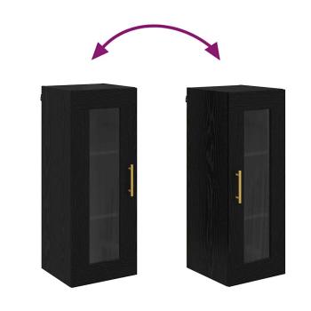 Wandschrank Schwarz Eichen-Optik 34,5 x 34 x 90 cm