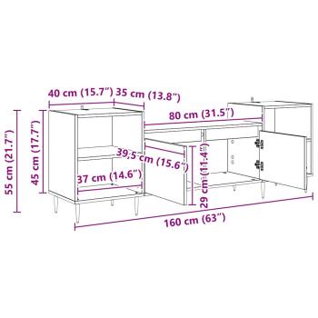 TV-Schränk Artisan-Eiche 160 x 35 x 55 cm Holzwerkstoff