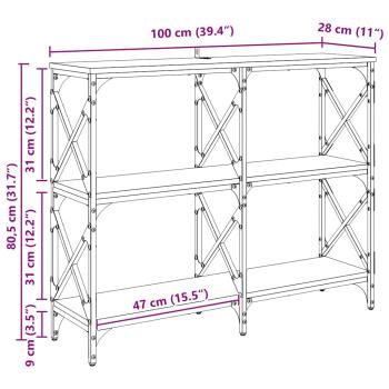 Konsolentisch Artisan-Eiche 100 x 28 x 80,5 cm Holzwerkstoff