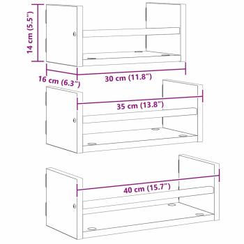 Wandregal-Set mit Regal 3 pcs Altholz 40x16x14cm Holzwerkstoff