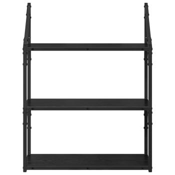 Wandregal Schwarz Eichen-Optik 60 x 21 x 78,5 cm Holzwerkstoff