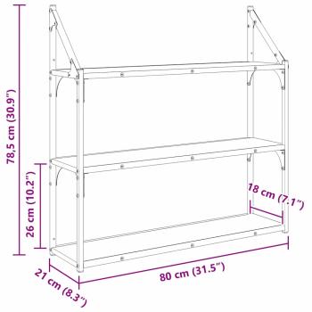 Wandregal Artisan-Eiche 80 x 21 x 78,5 cm Holzwerkstoff